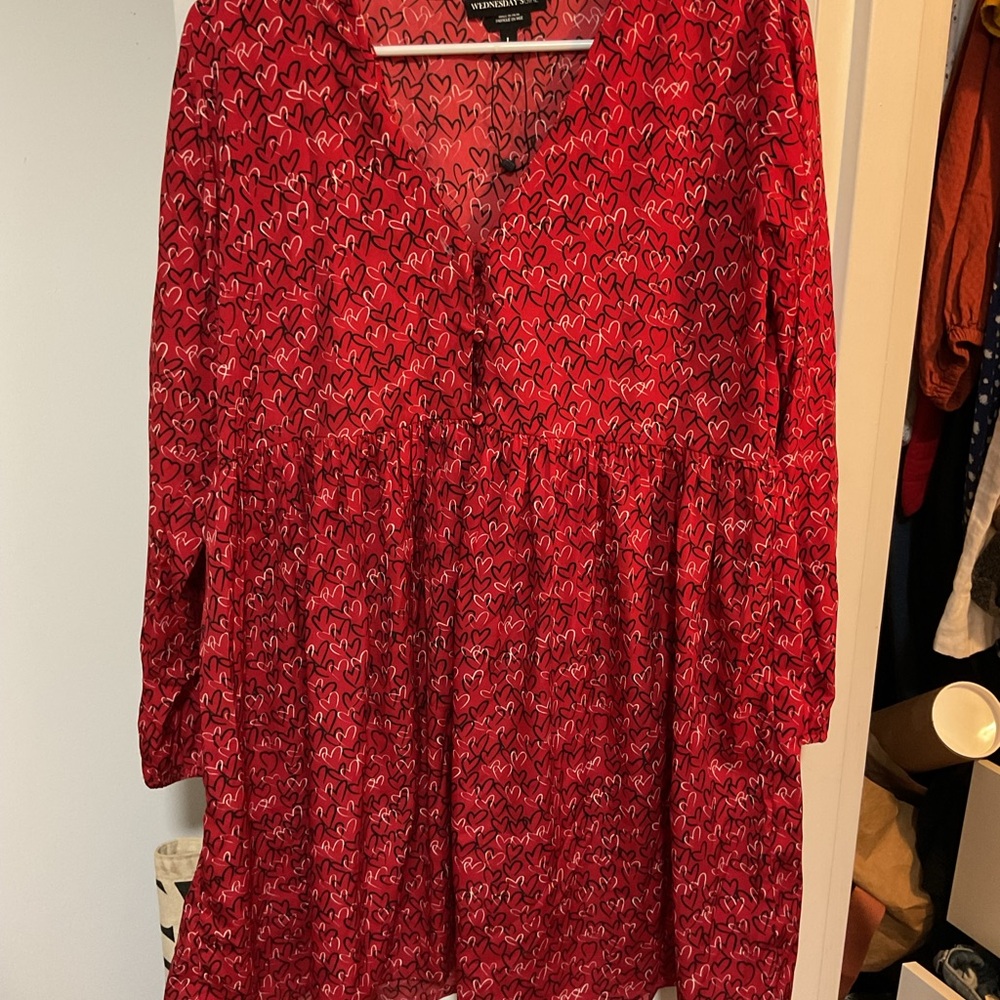 Red Heart Patterned Dress
